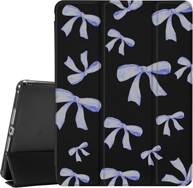JOYLAND Blue Bow Pad Case Black Case for iPad 5th/6th Generationwith Pencil Holder-Auto Wake/SleepAnti-Scratch Shockproof Premium Folio Stand Case for iPad 9.7 inch