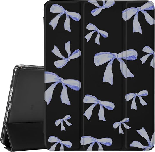 JOYLAND Blue Bow Pad Case Black Case for iPad 5th/6th Generationwith Pencil Holder-Auto Wake/SleepAnti-Scratch Shockproof Premium Folio Stand Case for iPad 9.7 inch