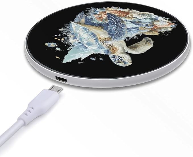 Sea Turtles Swimming Coral Fast Portable Charger 10W Funny Graphic Phone Charging Pad with USB Cable
