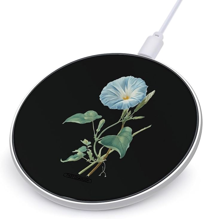 Morning Glory Plant Fast Portable Charger 10W Funny Graphic Phone Charging Pad with USB Cable