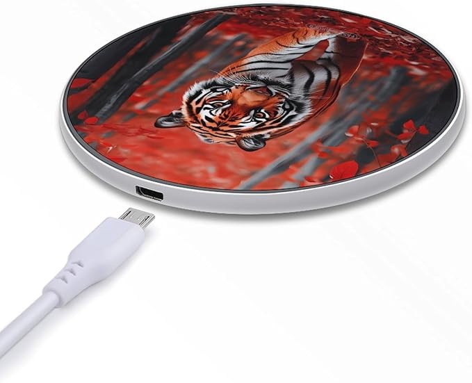 Tiger Wireless Charger Anti-Slip Wireless Charging Pad Slim Charger Mat for Men Women