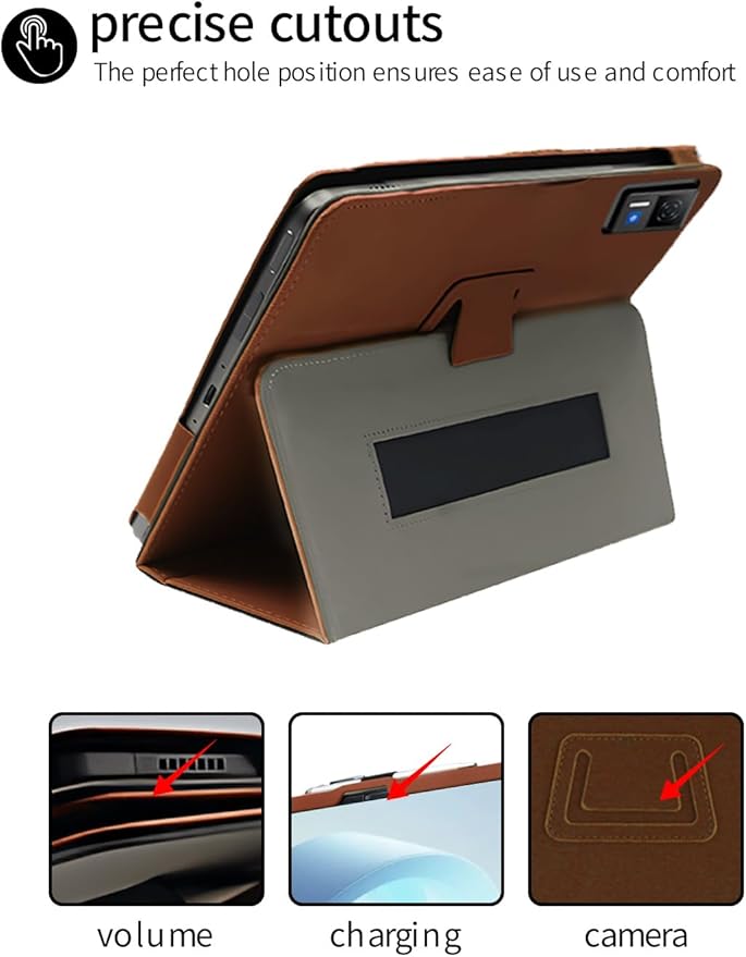 for DOOGEE U13 2025 13 Inch Android Tablet CaseBOVUGAC Folding Stand Protective Cover with Pencil Holder and Wrist StrapFull Protection Premium PUScratch Resistant(Brown)