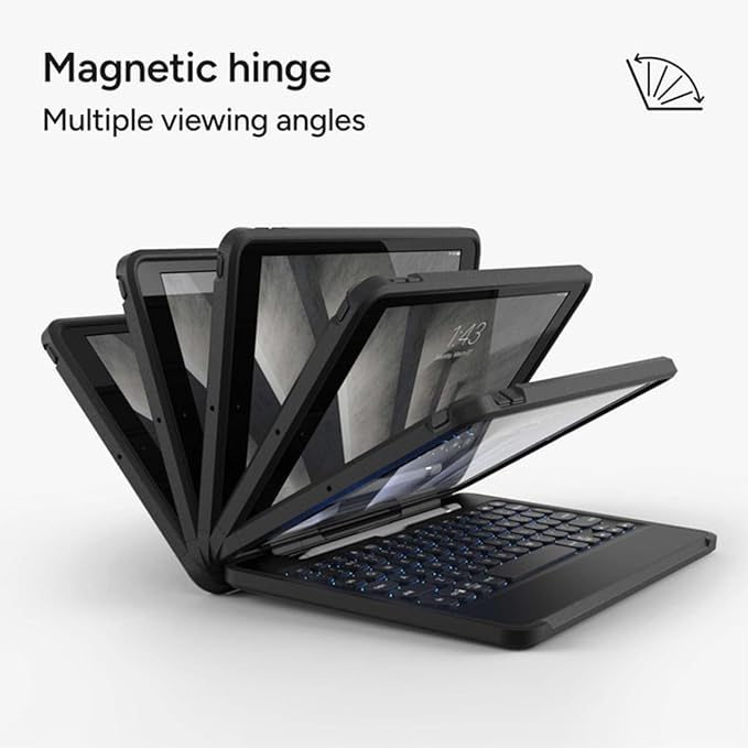 ZAGG Rugged Book iPad Case with Detachable Magnetic-Hinged Keyboard for iPad Air 3 iPad Pro 10.5 &amp 10.2 (9th Gen) Multi-Device Bluetooth Apple Pencil Holder Long-Lasting Battery Wireless B