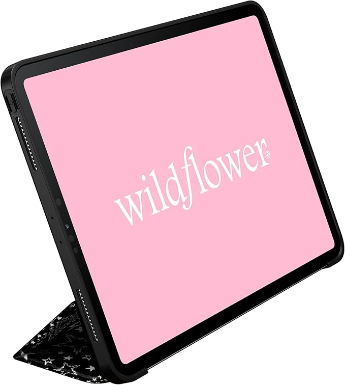 Wildflower Cases - Star Girl iPad Pro Folio Compatible with Apple iPad 11 | White Black Stars Trendy - Durable Protective Leather Cover Lightweight Built-in Stand Women Owned Small Business