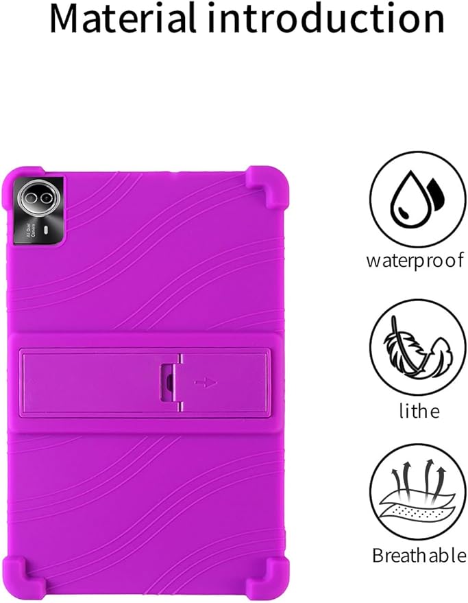 for Urao G140L 14 Inch Tablet CaseBOVUGAC Soft Silicone Adjustable Stand Shockproof Kids Friendly for Higrac G140L 14 Tablet(Purple)