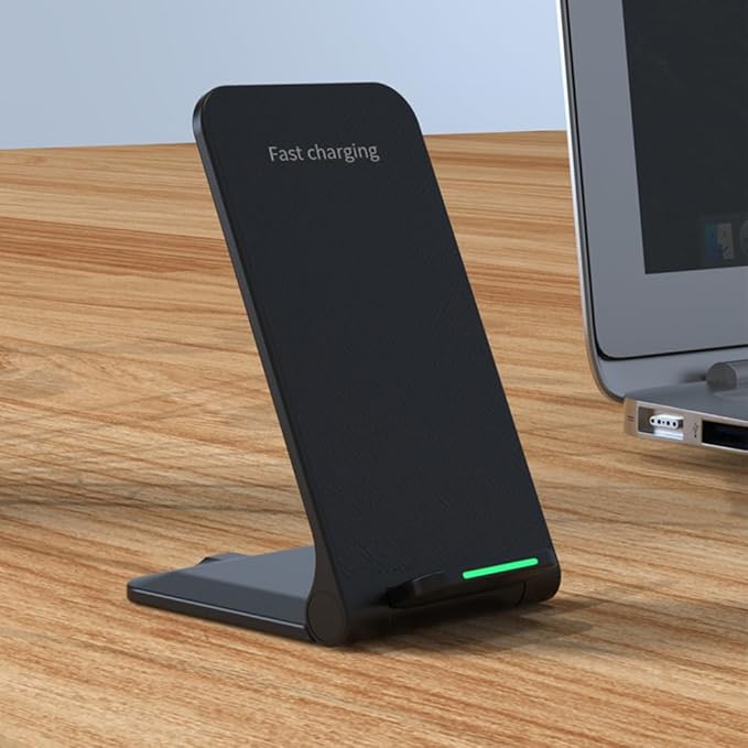 IHAO Ultra-Slim 15W Fast Wireless Charging Stand QC3.0 Portable Charger with Smart Protection Foldable Design 15W Lightning-Fast Charging with QC3.0 Technology