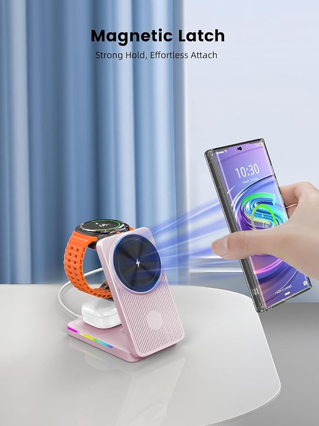 Wireless Charger for Samsung 3 in 1 Charging Station for Samsung - Magnetic Android Charging Station for Galaxy S26 Ultra/Z Fold/Flip &amp Buds4 Pro - Nightstand Organizer &amp Bedside Charger for