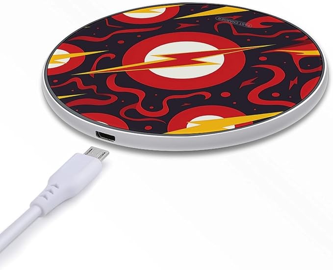 Red Glitter Pattern Wireless Charger Fast Wireless Charging Pad with USB Cable 10W Anti-Slip Magnetic Wireless Charger Portable Slim Charger Puck Travel Charging Station