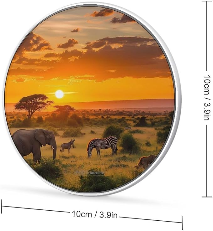 African Animals Wildlife Sunset Wireless Charger Anti-Slip Wireless Charging Pad Slim Charger Mat for Men Women