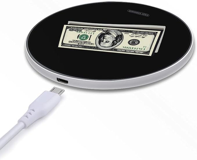 $100 Dollar Bill Wireless Charger Anti-Slip Wireless Charging Pad Slim Charger Mat for Men Women