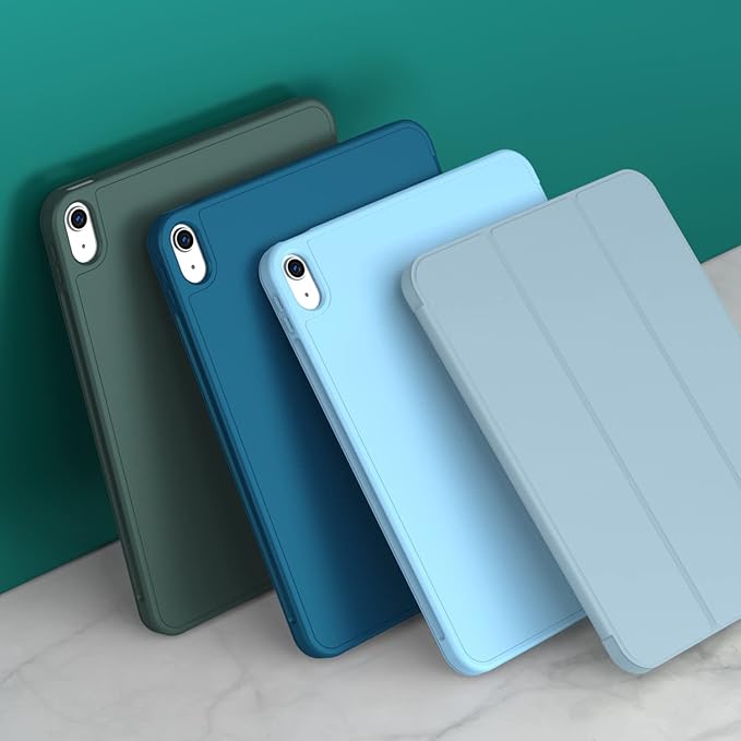 iMieet iPad (A16) Case 11th Gen/iPad 10th Generation Case [11-Inch 2025/10.9 Inch 2022] with Pencil Holder Trifold Stand Smart Cover with Soft TPU BackAuto Wake/Sleep(Light Blue)