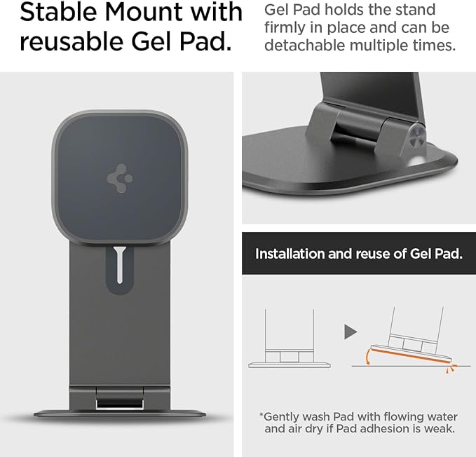 Spigen OneTap Easel Tablet Stand Designed for All iPad/Pro/Air/Mini Models Compatible with 8.3 / 10.9 / Pro 11 / 12.9 / 13 Premium Adjustable Multi-Angle Magnetic Stand - Space Gray