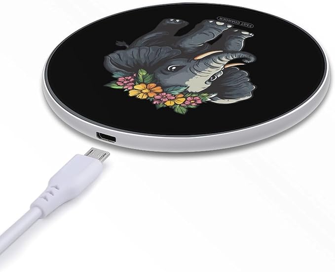 Elephant Flower Wireless Charger Anti-Slip Wireless Charging Pad Slim Charger Mat for Men Women