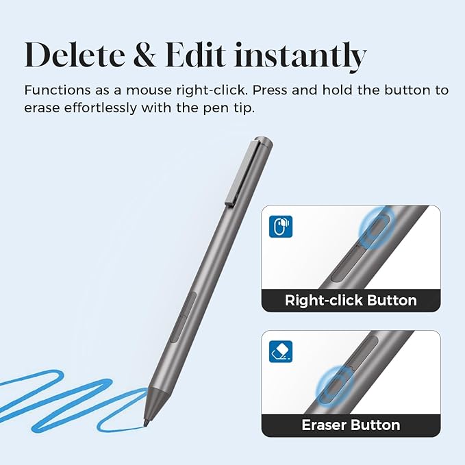 Windows Stylus Pen for Microsoft SurfaceHPDelletc.-3000hrs Battery Life-Pressure SensitivePalm RejectionEraser&ampRight Click Button-Compatible ONLY with MPP 1.512.02.6-Pls Check Your Laptop M