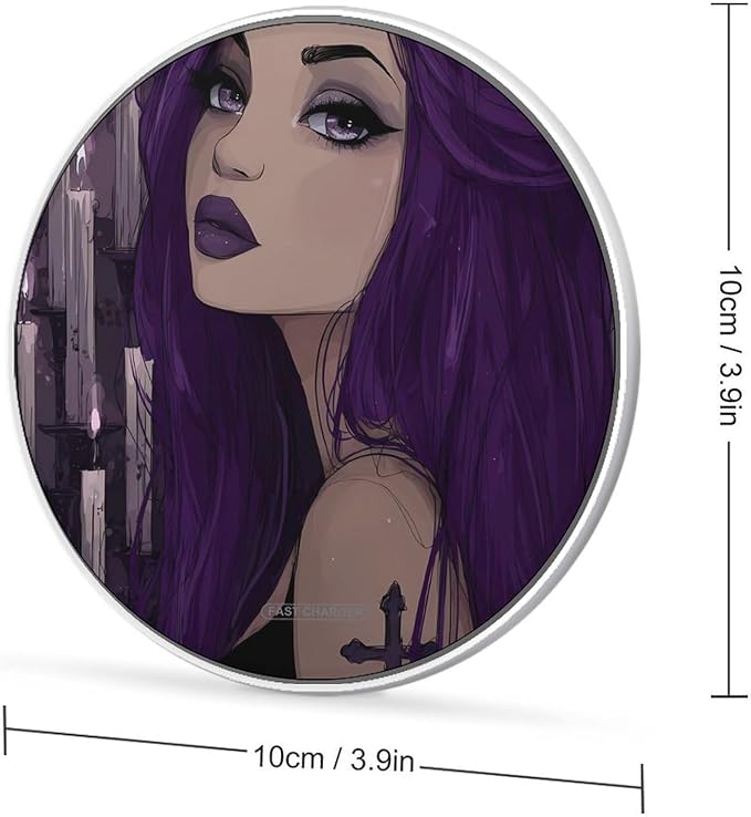 Goth Purple Fast Portable Charger 10W Funny Graphic Phone Charging Pad with USB Cable