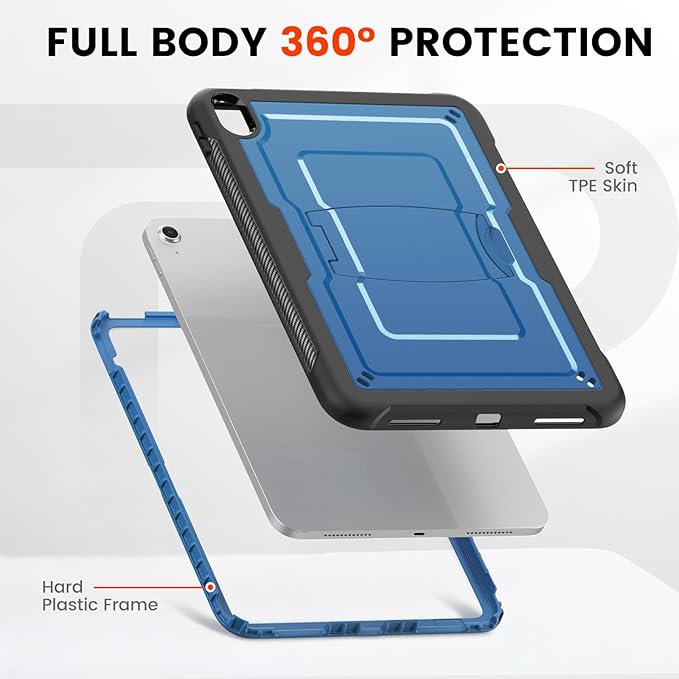 Case for iPad (A16) 11th Generation 11 inch 2025 for iPad 10th Generation 10.9 inch 2022 Full Body Protective Slim Case with Kickstand Blue