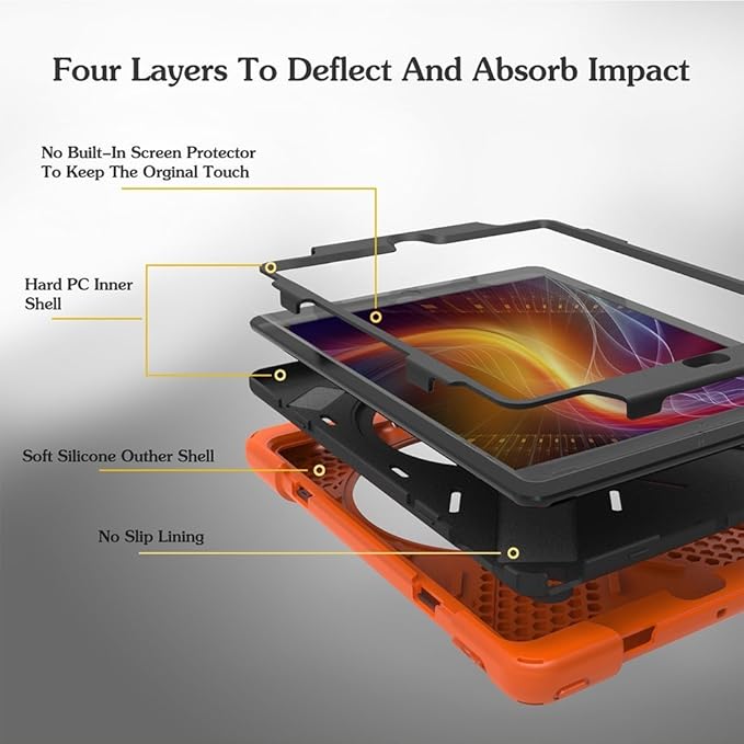 iPad Air Cases 1st Gen 9.7 Inch 2013 | TSQ iPad Air First Generation Case Triple Layer High Impact Absorbing Corner Protection Case w/Stand Hand Shoulder Belt for Boys Gilrl for iPad Air 1 Orange