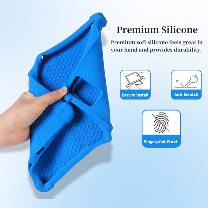 for TECLAST T60 2024 Tablet Case with Kickstand [Kids Friendly] Shockproof Silicone Case with Tempered Glass Screen Protector for TECLAST T60 Tablet Android 14 (Blue)
