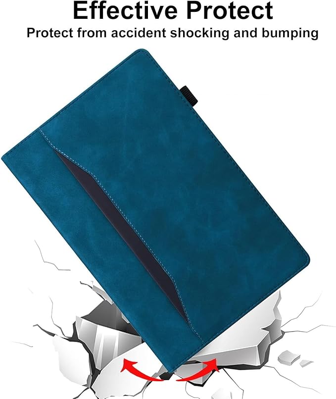 Shockproof Case for Lenovo Tab One 8.7 inch 2025 Model - Retro PU Leather + TPU Hybrid Protective Cover with Anti-Slip Grip Strap &amp Card Slots -Peacock Blue
