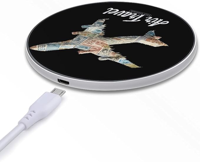 Air Travel Stamp Airplane Fast Portable Charger 10W Funny Graphic Phone Charging Pad with USB Cable