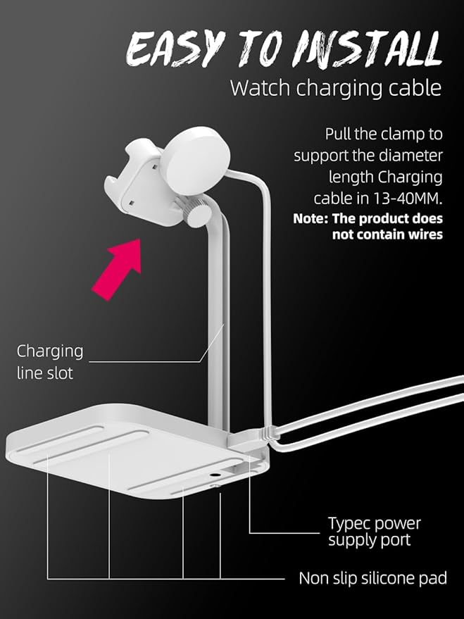 2 in 1 Universal Wireless Charging Dock with Adjustable Smartwatch Stand Compatible with Samsung/Google/Pixel/Fossil/Fitbit/Garmin/Huawei/AMAZTIM/Amazfit/Suunto/xiaomi(2SW-W)