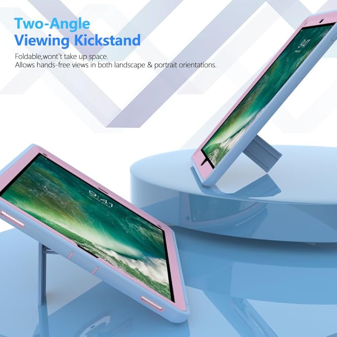Case for iPad Pro 12.9 Case 2017/2015 (Old Model1st &amp 2nd Gen) Puxicu Heavy Duty Rugged Protective Cover for iPad Pro 12.9 (Model: A1584 A1652 A1670 A1671) Blue &amp Pink