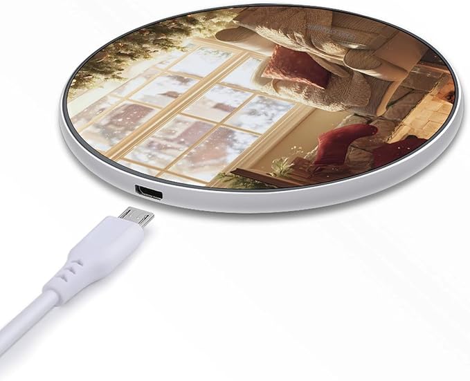 Christmas Snowflakes Winter Sunlight Phone Charger Magnetic Charging Pad Anti-Slip with USB Cable
