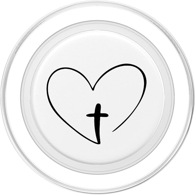 Christian Inspirational Pop Socket - Jesus Cross and Heart PopSockets PopGrip for MagSafe