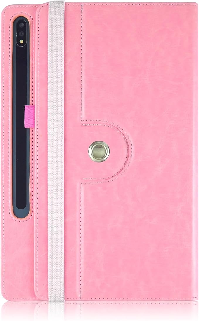 Case Compatible with Tablet Samsung Galaxy Tab S9 FE Plus S9 Plus S8 Plus S7 FE S7 Plus 12.4 InchCover 360° Rotating Stand PU Leather for Galaxy Tab S9 FE+ S9 + S8+ S7+ 12.4Pink