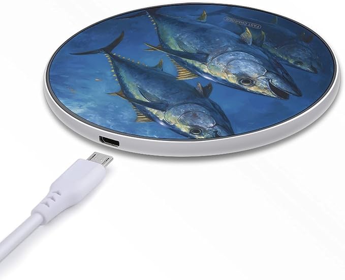 Tuna Fish in Ocean Phone Charger Magnetic Charging Pad Anti-Slip with USB Cable