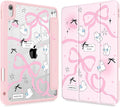 Mektron for 11th Generation iPad 11-inch A16 chip 2025 Cover with Pencil Holder Fit 10th Generation iPad 10.9-inch A14 chip 2022 Shockproof Clear Shell Pink Bows-Rabbits
