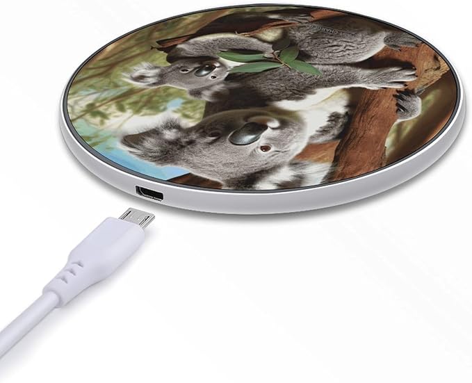 Koala Family Wireless Charger Fast Wireless Charging Pad with USB Cable 10W Anti-Slip Magnetic Wireless Charger Portable Slim Charger Puck Travel Charging Station
