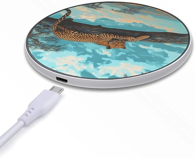 Leopard Lounging On Branch Acacia Tree Phone Charger Magnetic Charging Pad Anti-Slip with USB Cable
