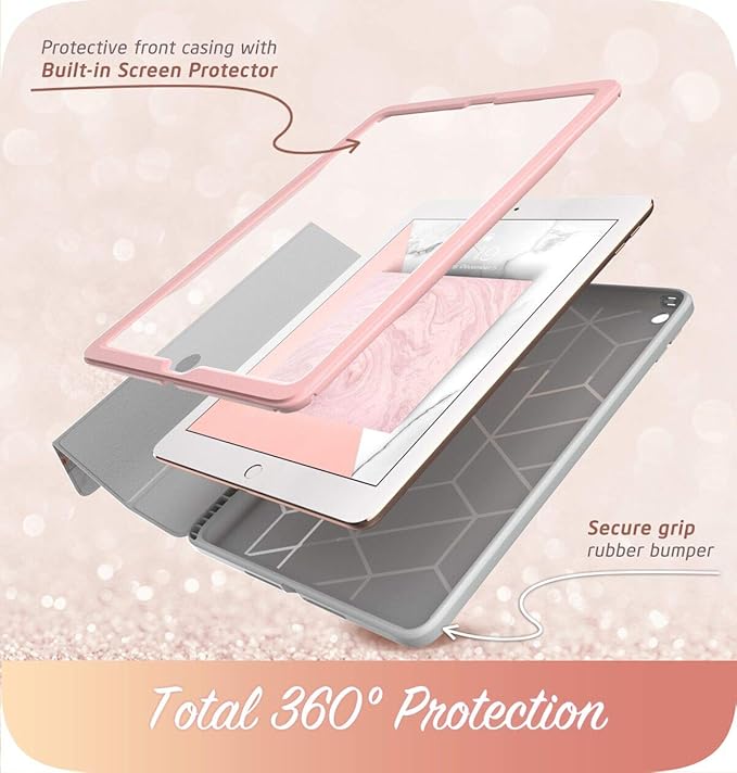 i-Blason Case for iPad 6th Generation iPad 9.7 Case 2018/2017 [Built-in Screen Protector] Full-Body Trifold [Cosmo] Smart Cover with Auto Sleep/Wake &amp Pencil Holder for Apple iPad 9.7 Inch (Marb