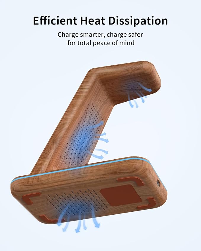 JoyGeek 3 in 1 Charging Station for Apple Devices Wireless Charger Stand for iPhone 17/16/15/14/13/12/11/SE/X Pro Max Plus - Apple Watch 11/10/9/Ultra 2/8/SE/7/6/5 - AirPods Pro 2/3/2