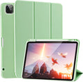 SIWENGDE Case for iPad Pro 12.9 Case 6th/5th/4th Generation (2022/2021/2020) with Pencil Holder [Apple Pencil Wireless Charging] Soft TPU Smart Trifold Stand Protective Cover (Light Green)