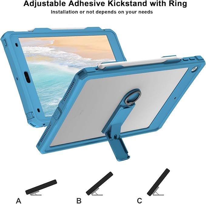 ShellBox Case iPad 10.2 9th /8th/7th Generation Waterproof Case Full-Body Heavy Duty Shockproof Protective Cover Built-in Screen Protector with Shoulder Strap for iPad 10.2 2024-2019