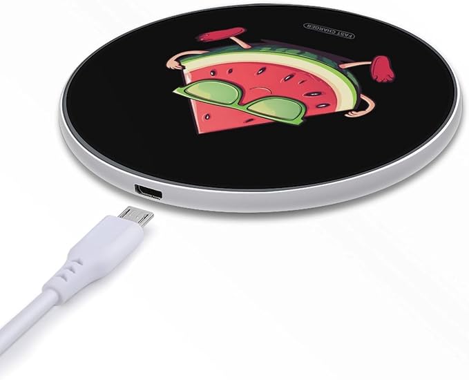 Watermelon Summer Melon with Glasses Wireless Charger Anti-Slip Wireless Charging Pad Slim Charger Mat for Men Women