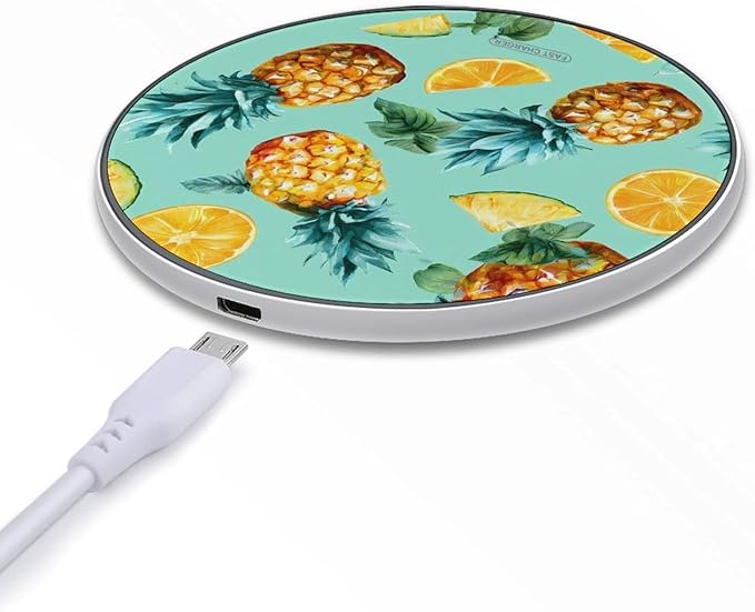 Pineapples Cut Fruit Fast Portable Charger 10W Funny Graphic Phone Charging Pad with USB Cable