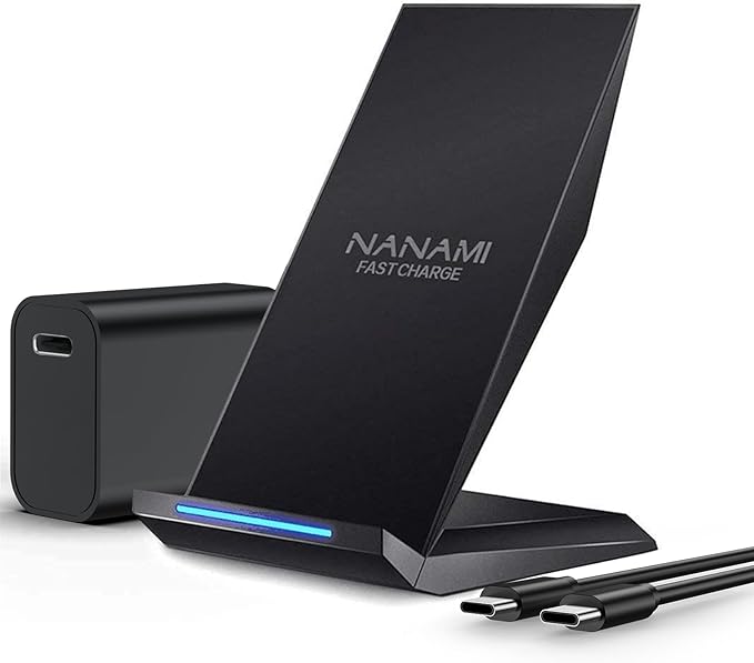 NANAMI Fast Wireless Charger with USB Phone Charger Charging Stand with 20W PD Adapter for iPhone 17/17 Pro/17 Pro Max/16/16 Plus/15/14/13 10W for Samsung Galaxy S26/S26+/S25/S24/S23/S22/S21