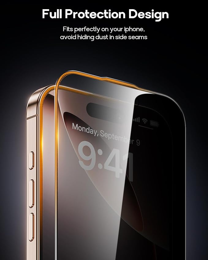 3 Pack for iPhone 15 Tempered Glass Privacy Screen Protector Dust Free CABIN Auto Positioning Bubble Free Privacy Protection Easy Installation9H+ Hardness