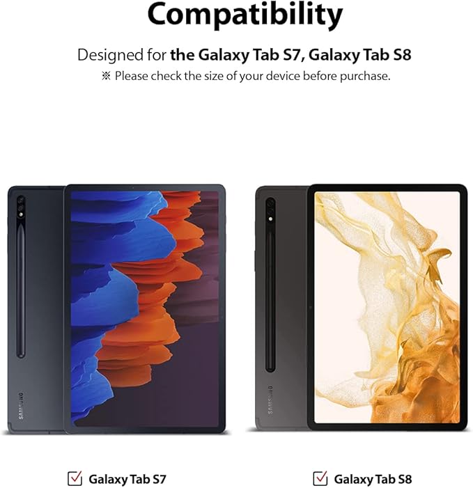 Ringke Fusion Case Compatible with Samsung Galaxy Tab S8 (2022) / S7 (2020) Built-in Stylus S Pen Holder - Smoke Black
