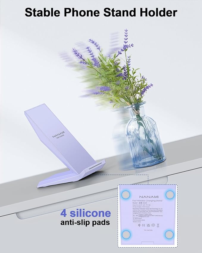NANAMI Wireless Charger with USB C Charger - Fast Wireless Charging Stand Compatible with iPhone 17/16/15/14/13/12 Phone Charger Dock for Samsung Galaxy S26/S26+/S25/S25+/S25 Ultra/S24/S23/S22