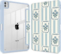 Mektron Case for M5/ M4 iPad Pro 11 inch 2025/2024 with Pencil Holder Compatible Models: A3357/A3358/A3359/A2836/A2837/A3006 Shockproof Cover Clear Shell Patchwork Floral