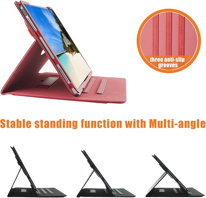 Case Compatible with Apple iPad Air 11-inch(M2) 2024/iPad Air 4/5th 2020/2022 10.9 Tablet PU Leather Business Cover for ipad Air5 /Air4/Pro 360 Rotating Cases Auto Wake/SleepRed