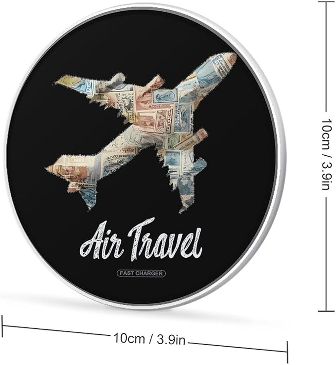 Air Travel Stamp Airplane Fast Portable Charger 10W Funny Graphic Phone Charging Pad with USB Cable