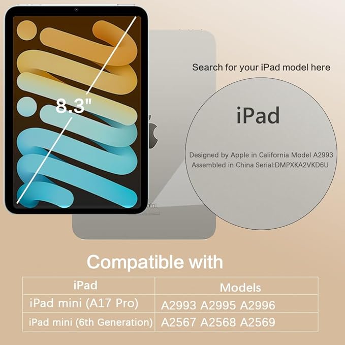 BENTOBEN for iPad Mini7 (A17 Pro) Case iPad mini 7th /6th Generation Magnetic Case (2024/2021) Translucent Matte Back Shock and Drop Protection Cover for iPad mini7/Mini6 8.3 Off-White