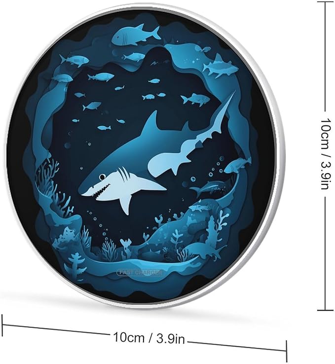 Shark Fish Undersea Cave Phone Charger Magnetic Charging Pad Anti-Slip with USB Cable