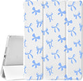 JOYLAND White Pad Case for iPad Air 4/Air 510.9 Inch 2022/2020 with Pencil Holder-Auto Wake/Sleep-Blue Bow Pattern Anti-Scratch Shockproof Premium Folio Stand Case for iPad Air 11 inch (2024)