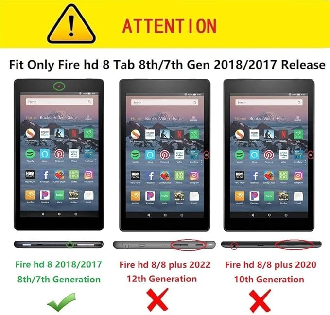 Case for Fire HD 8 Tablet (8th/7th/6th Generation 2018/2017/2016 Release) Premium PU Leather Folio Stand Cover Protective Case with Auto Sleep Wake Lazy Cat